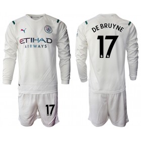 Jalkapallo Pelipaidat/Peliasut Manchester City Kevin De Bruyne 17 Lasten Vieraspaita 2021-2022 Pitkähihainen